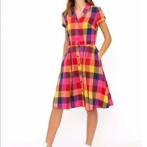 Emily and Fin Kate Dress in Sunset Plaid UK8 EUC
